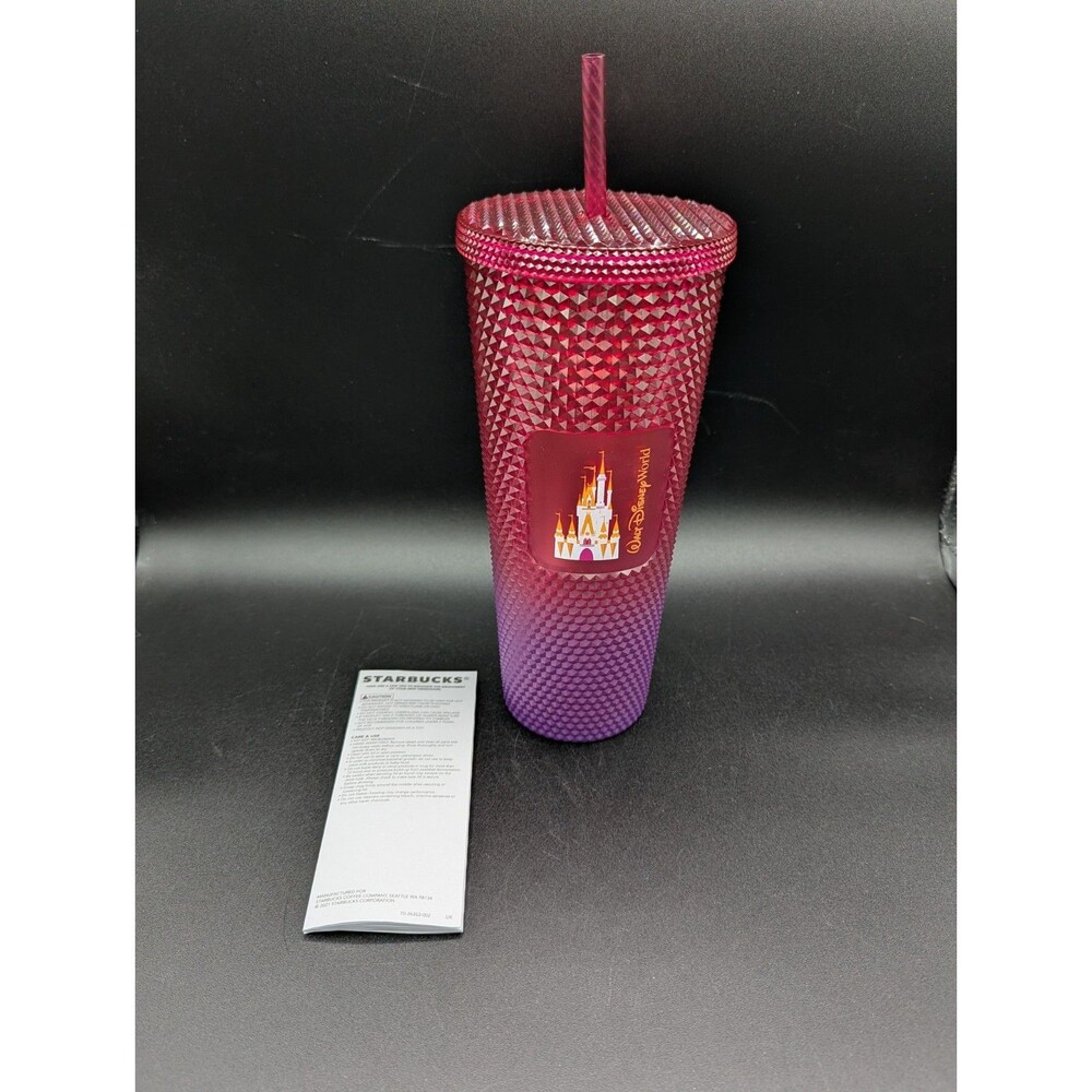 Starbucks Disney World Parks Cinderella Castle Red Purple Studded Tumbler New - Picture 6 of 7